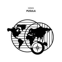 Görseli Galeri görüntüleyiciye yükleyin, DÜNYA HARİTASI DEKORATİF METAL DUVAR DEKOR(PUSULA)