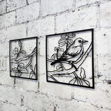 Görseli Galeri görüntüleyiciye yükleyin, İkili Ağaç ve Serçe Temalı Dekoratif Metal Duvar Tablosu
