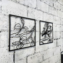 Görseli Galeri görüntüleyiciye yükleyin, İkili Ağaç ve Serçe Temalı Dekoratif Metal Duvar Tablosu