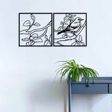Görseli Galeri görüntüleyiciye yükleyin, İkili Ağaç ve Serçe Temalı Dekoratif Metal Duvar Tablosu