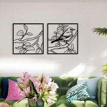 Görseli Galeri görüntüleyiciye yükleyin, İkili Ağaç ve Serçe Temalı Dekoratif Metal Duvar Tablosu