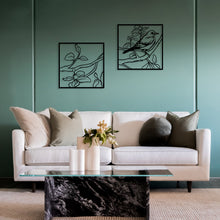 Görseli Galeri görüntüleyiciye yükleyin, İkili Ağaç ve Serçe Temalı Dekoratif Metal Duvar Tablosu