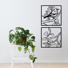 Görseli Galeri görüntüleyiciye yükleyin, İkili Ağaç ve Serçe Temalı Dekoratif Metal Duvar Tablosu