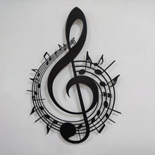 Görseli Galeri görüntüleyiciye yükleyin, Notalarla Dans - Notalı Sol Anahtarı Dekoratif Metal Duvar Dekoru