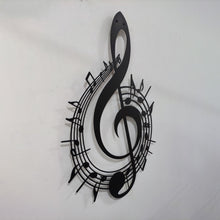 Görseli Galeri görüntüleyiciye yükleyin, Notalarla Dans - Notalı Sol Anahtarı Dekoratif Metal Duvar Dekoru