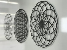Görseli Galeri görüntüleyiciye yükleyin, Yaşam Çiçeği 3lü Takım Dekoratif Metal Tablo - Sri Yantra - Kutsal Geometri - Makebah
