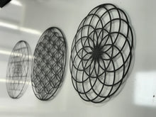 Görseli Galeri görüntüleyiciye yükleyin, Yaşam Çiçeği 3lü Takım Dekoratif Metal Tablo - Sri Yantra - Kutsal Geometri - Makebah
