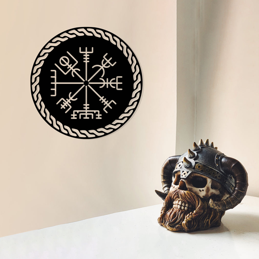 Vegvisir Viking Pusulası Temalı Metal Duvar Dekoru