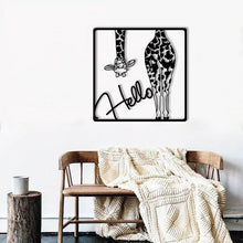 Görseli Galeri görüntüleyiciye yükleyin, Hello Zürafa Temalı Metal Dekoratif Duvar Tablosu
