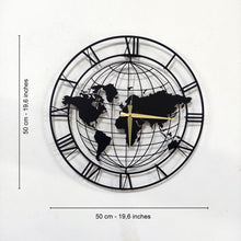 Görseli Galeri görüntüleyiciye yükleyin, Dünya Haritalı Metal Duvar Saati
